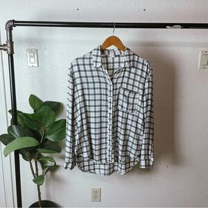 Melrose and Market Plaid Flannel Button Up Long Sleeve Size S